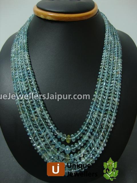 Multi Aquamarine Far Micro Cut Roundelle Beads